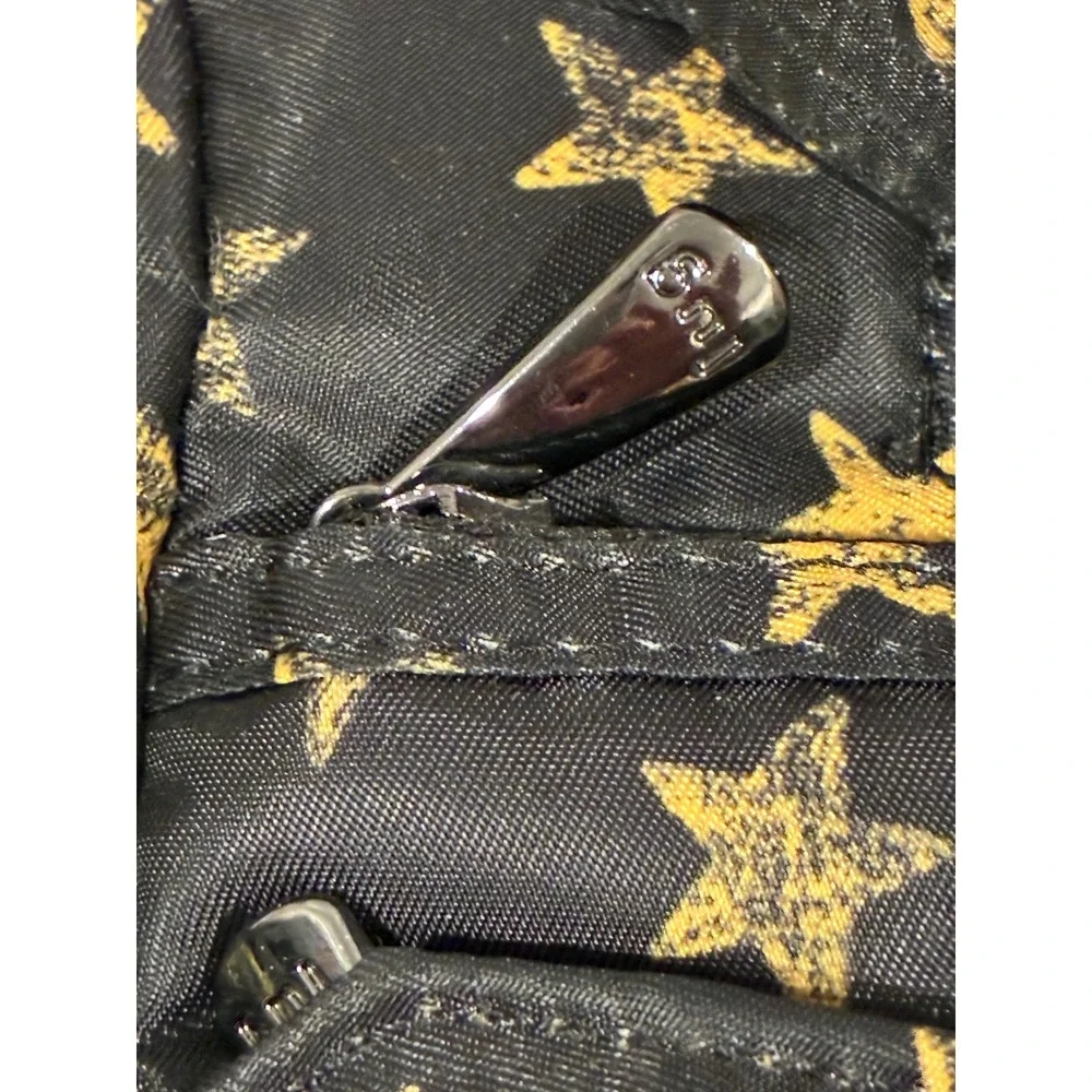 Lug Flutter Crossbody Bag Black Gold Star Quilted Travel Shoulder Bag Pocket